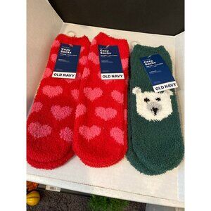 Old Navy NEW Holiday Christmas 3 Pc Kids Cozy Socks Set One Size